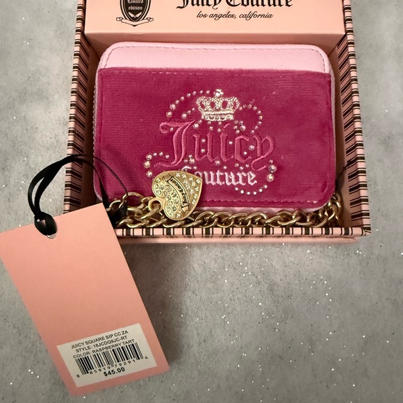 Juicy Couture Pink Velvet Wallet with Gold Accents - Picture 2 of 3